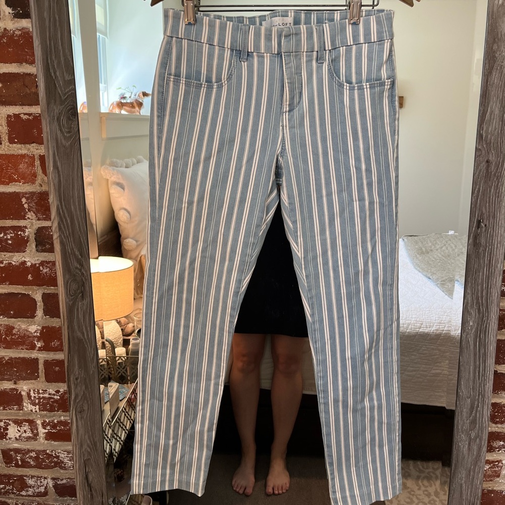 Loft Cropped Ankle Striped Pants
